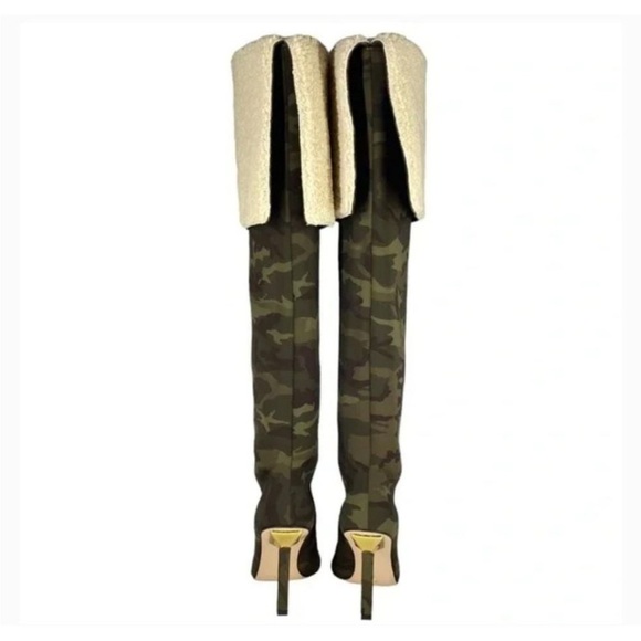 GOOD AMERICAN High Kickstand Camo Over The Knee Boots - Picture 6 of 15